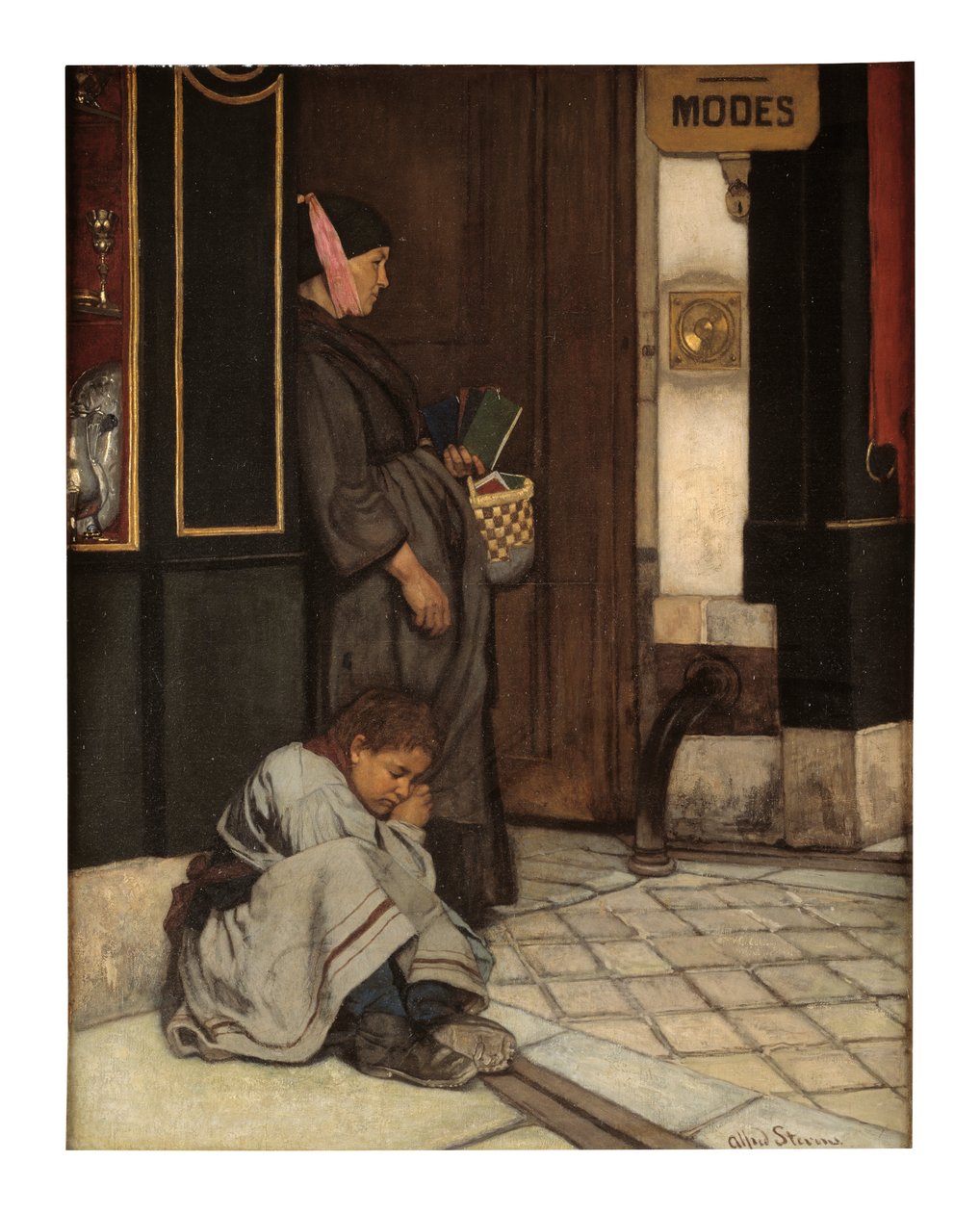 Tiggeri tolereret (olie på lærred) af Alfred Emile Stevens