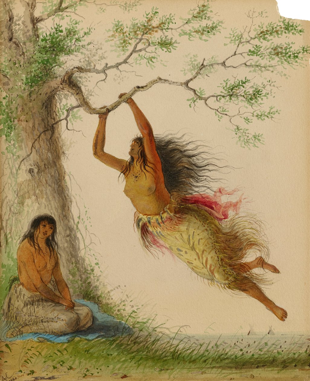 Indiske piger, der svinger, 1860. af Alfred Jacob Miller