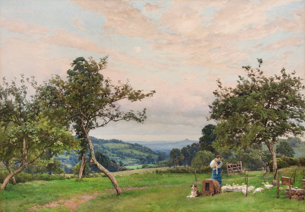 The Duck Pen (akvarel) af Alfred Parsons