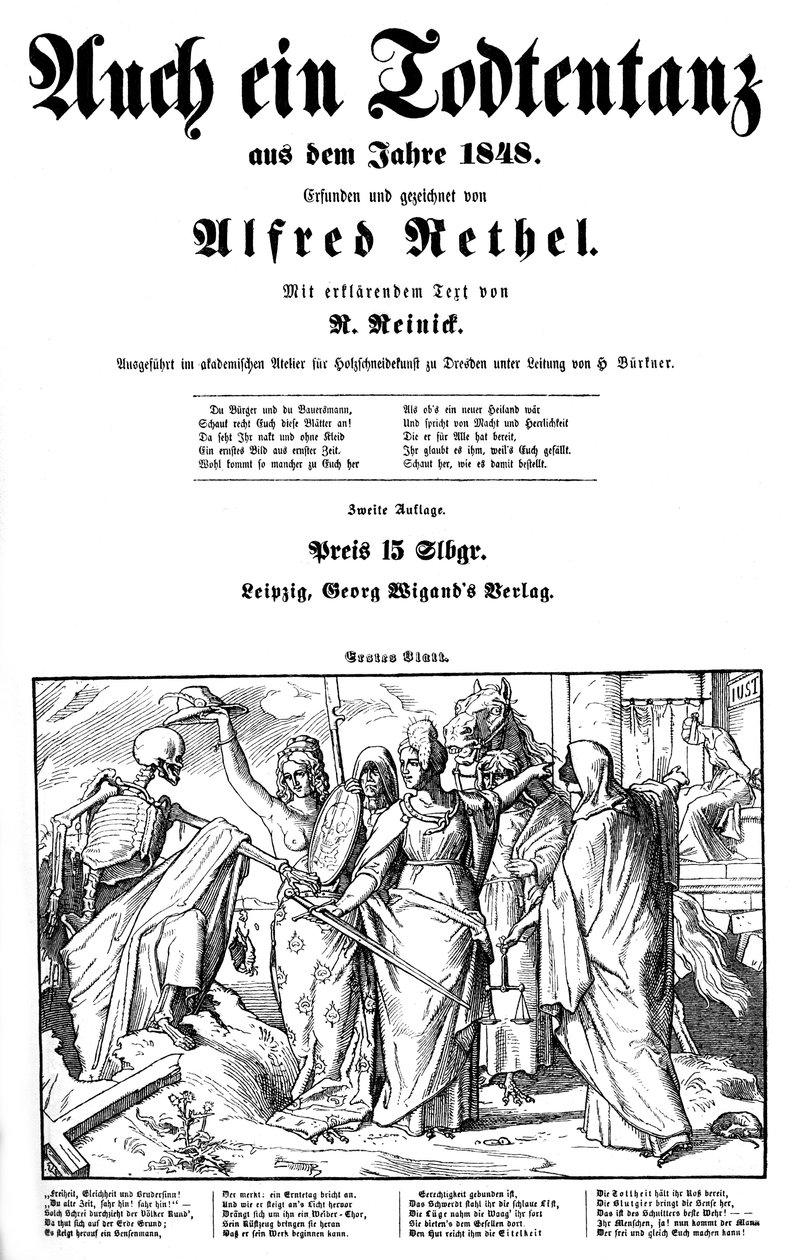 Totentanz 1848: Døden sendes til Jorden af Alfred Rethel