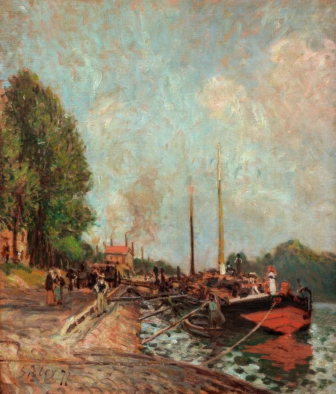 Barke i Billancourt af Alfred Sisley