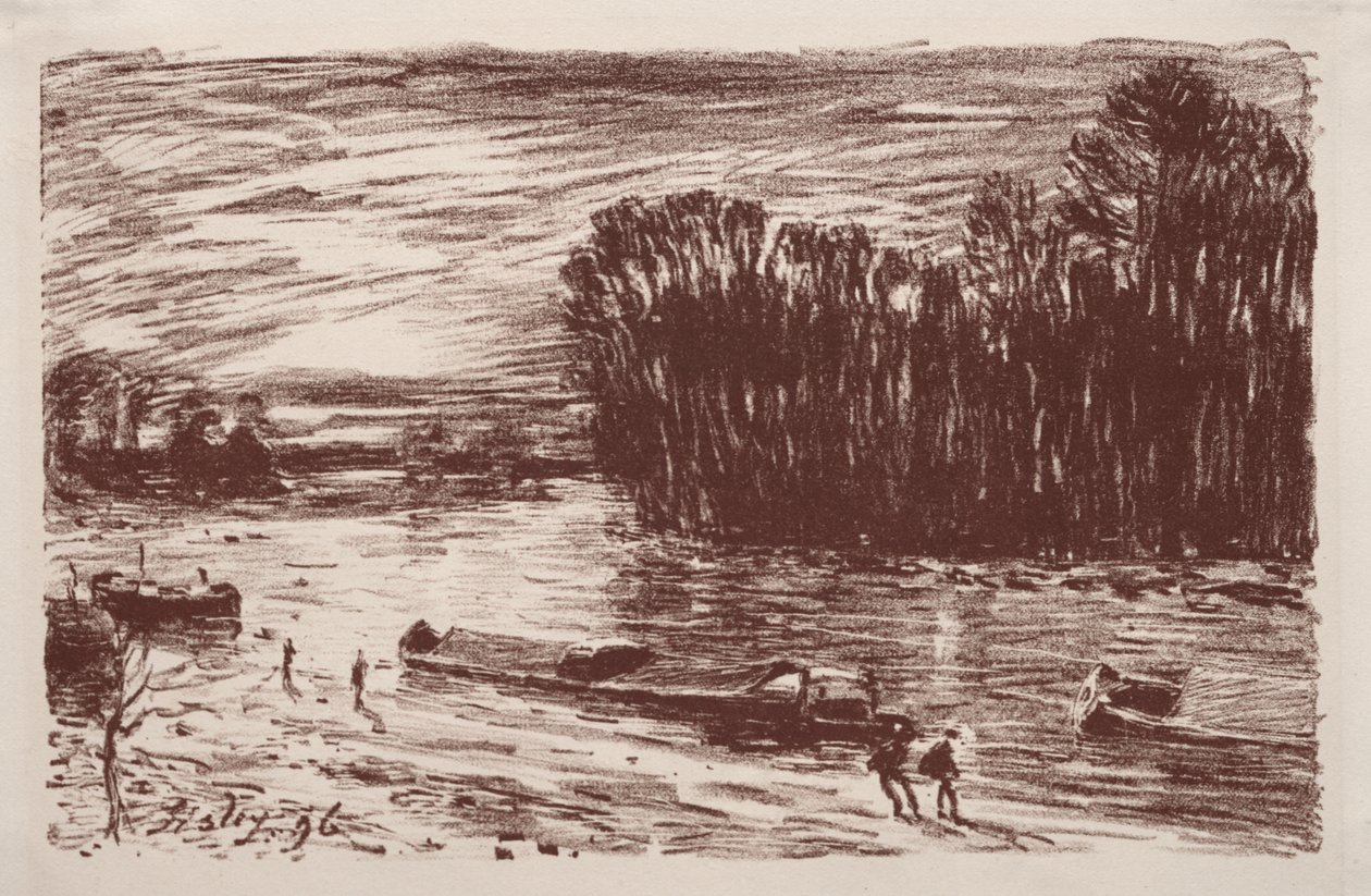 Loings bredder, nær Saint-Mammès af Alfred Sisley