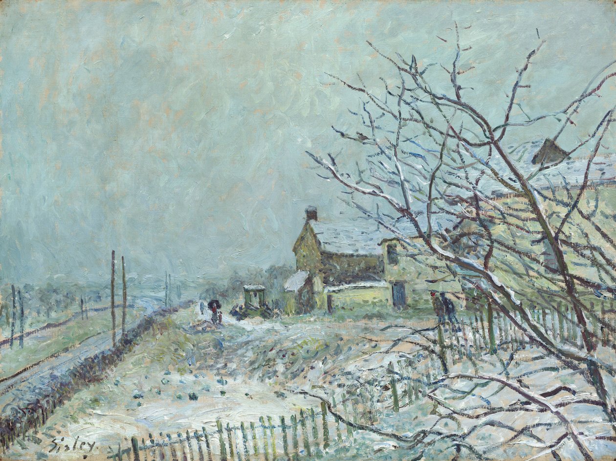 Første sne ved Veneux-Nadon af Alfred Sisley