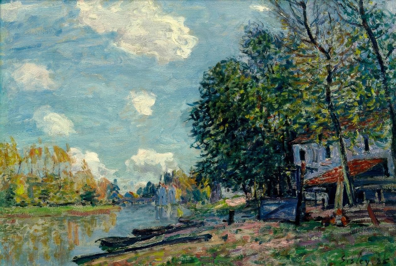 Moret - Banks of the Loing af Alfred Sisley