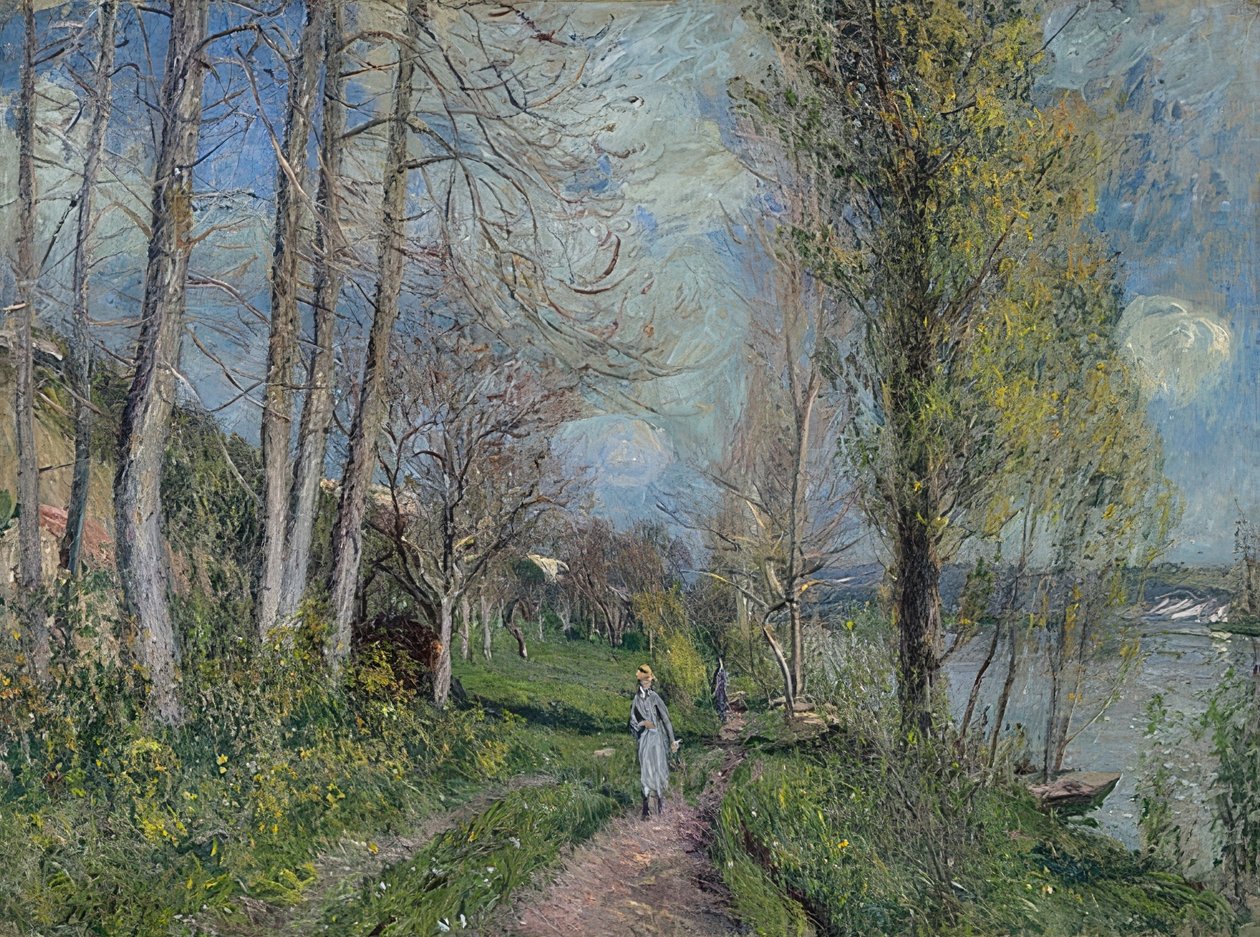 Seinebredden ved By. Omkring 1880--81 af Alfred Sisley
