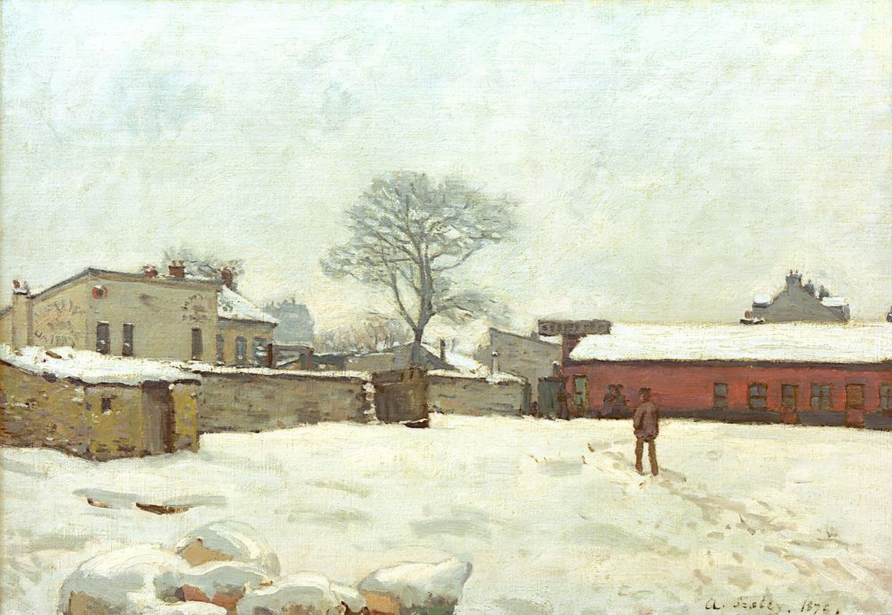 Under sneen, gård i Marlyle-Roi af Alfred Sisley