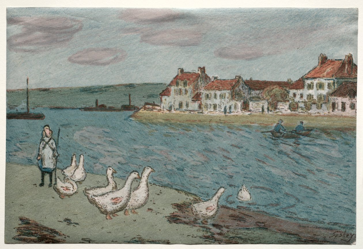 Flodbredden eller gæs, 1897. af Alfred Sisley