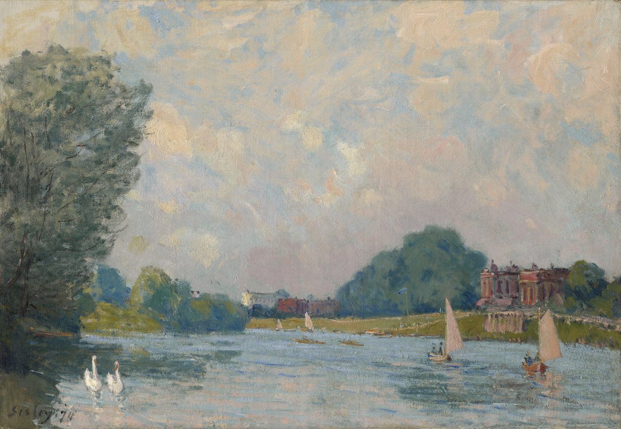 Themsen ved Hampton Court, 1874 af Alfred Sisley