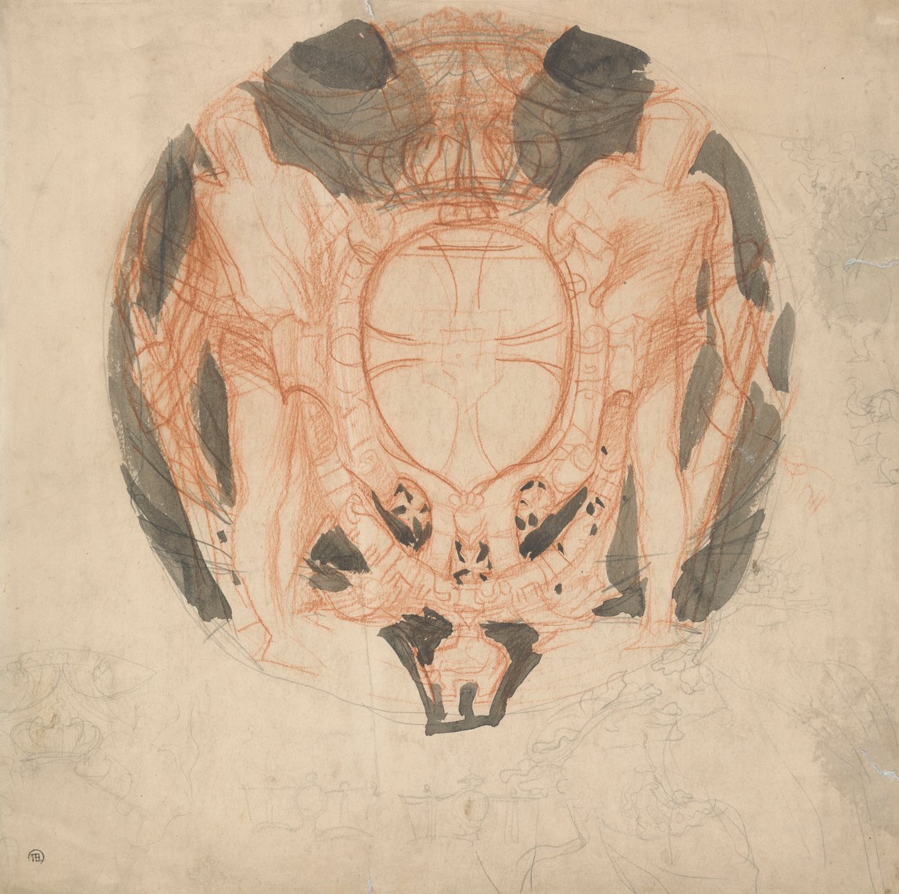 Design til et våbenskjold af Alfred Emile Stevens