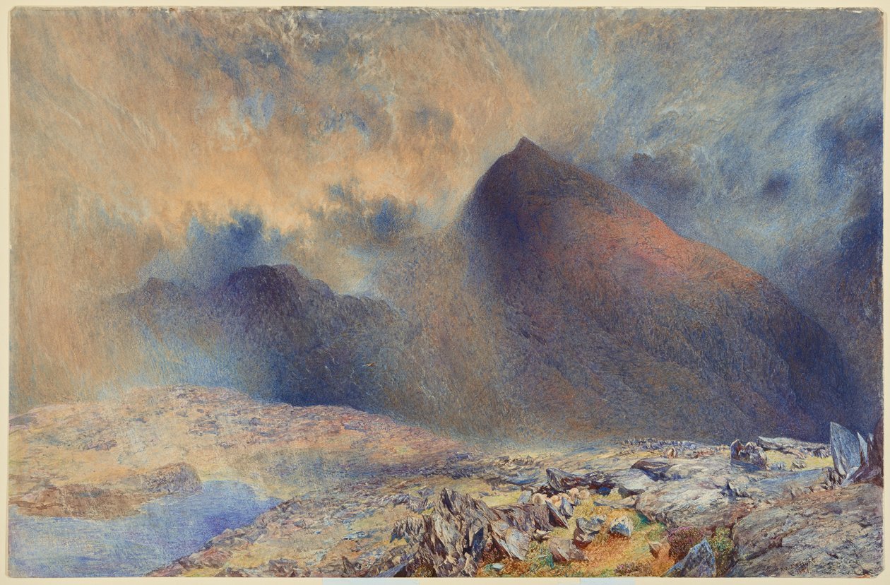 Mount Snowdon gennem opklarende skyer af Alfred William Hunt