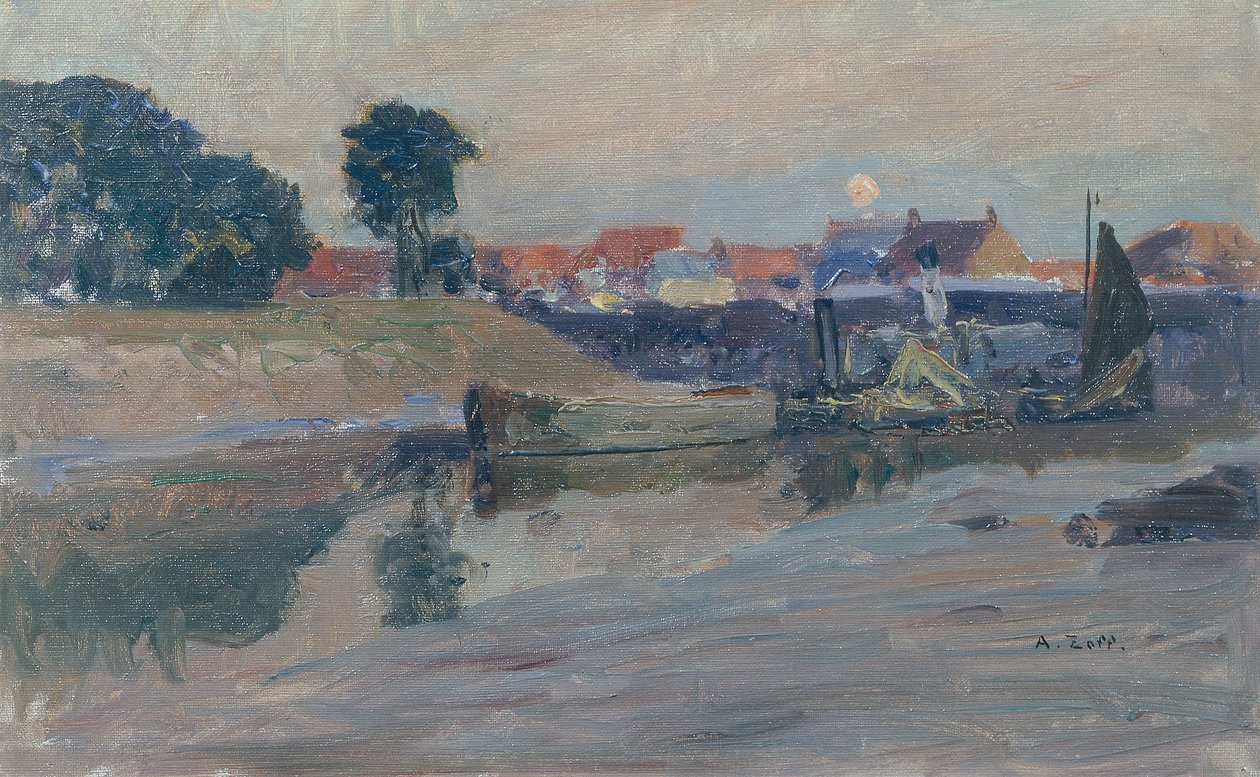 Stigende måne over Nieuport af Alfred Zoff