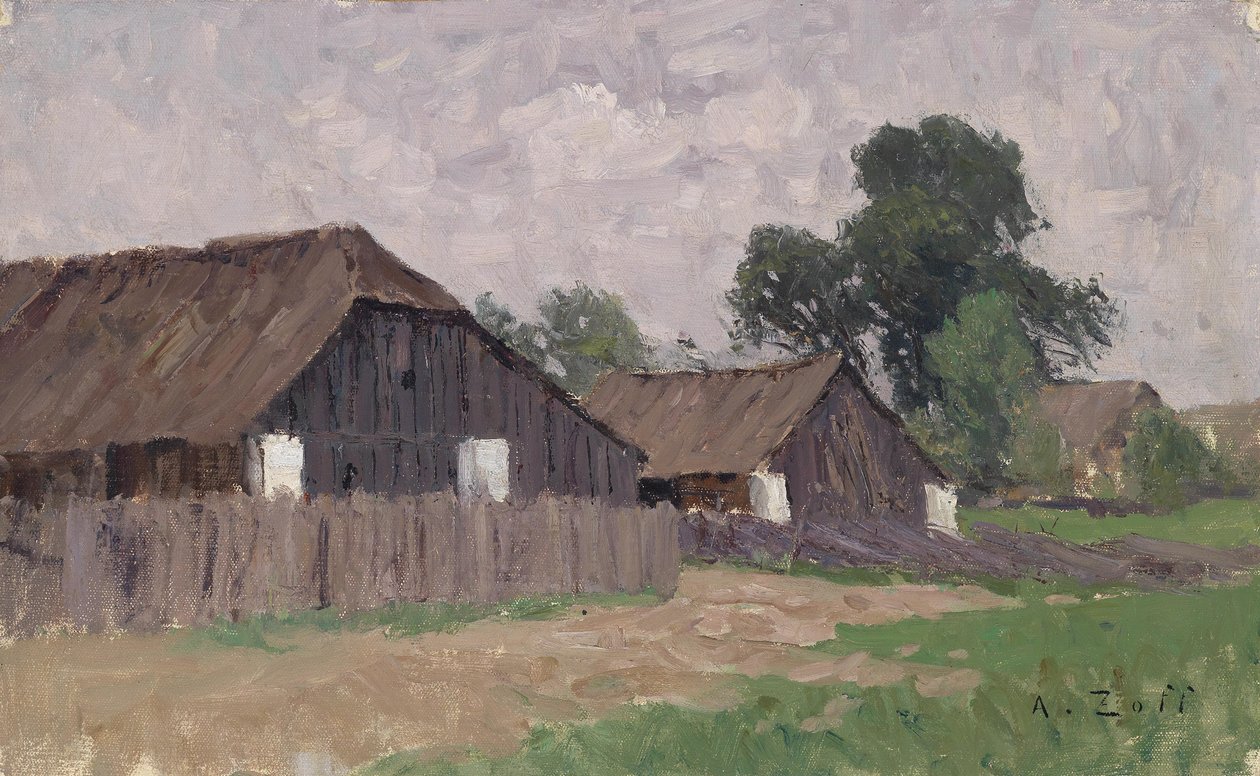 Bondehuse nær Klagenfurt af Alfred Zoff