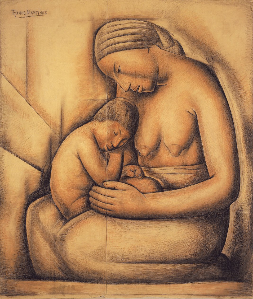 Indisk mor, ca. 1936 (farveblyant på papir) af Alfredo Ramos Martinez