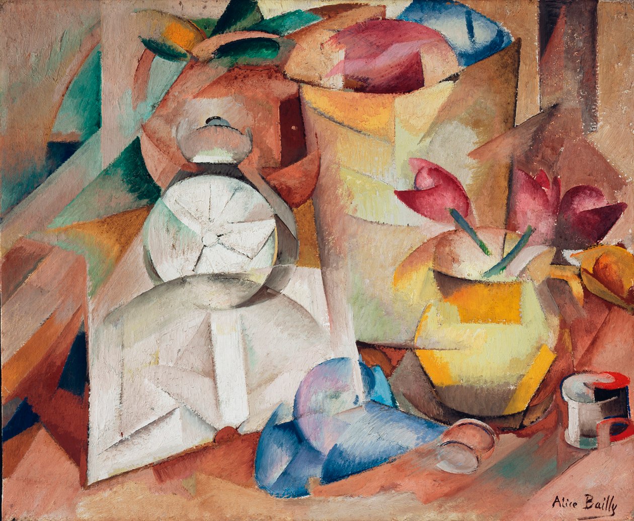 Stilleben med vækkeur, 1913. af Alice Bailly