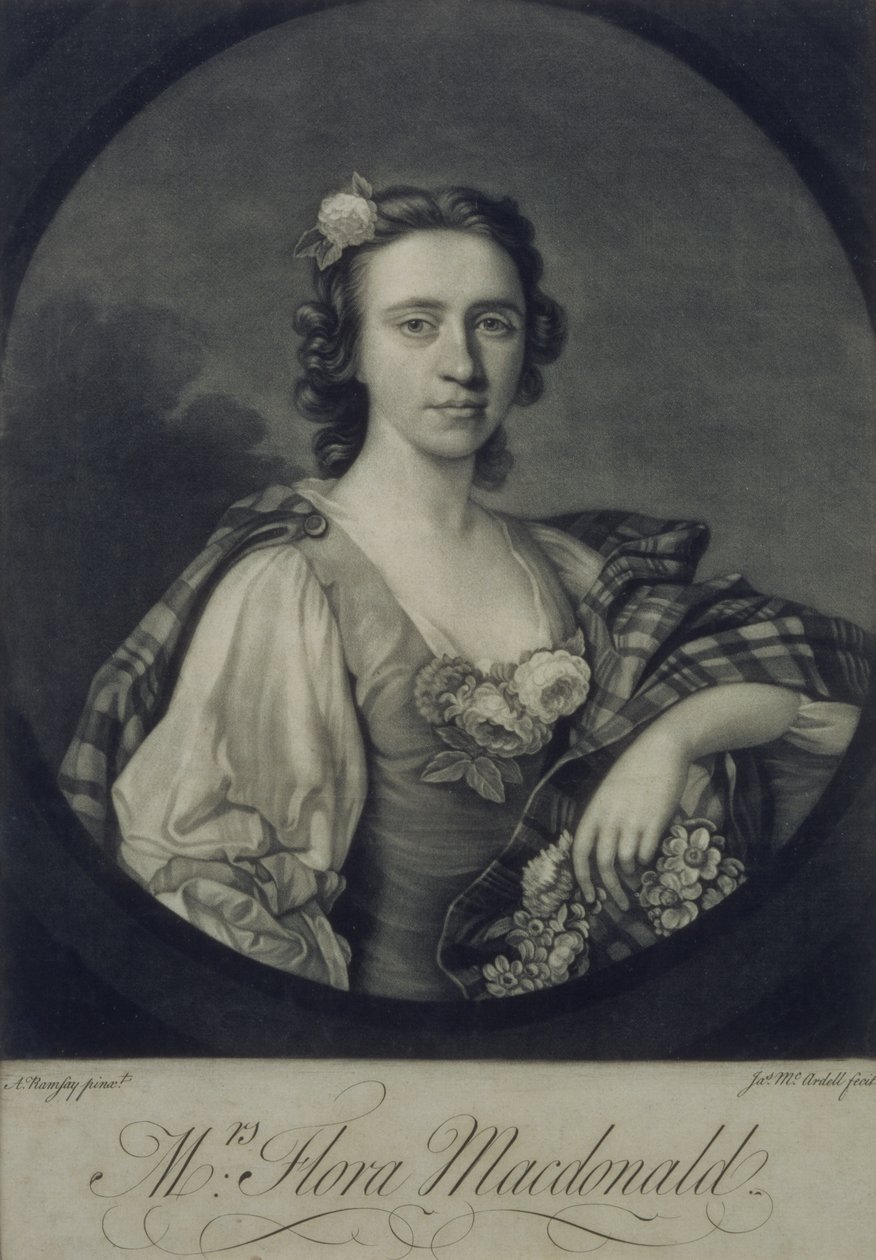 Flora MacDonald, graveret af James McArdell (mezzotint) af Allan Ramsay