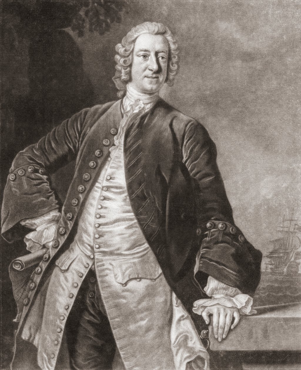 Admiral Edward Boscawen. Portræt. af Allan (after) Ramsay