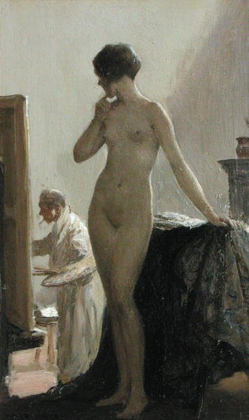 The Pose (olie på panel) af Allan Douglas Davidson