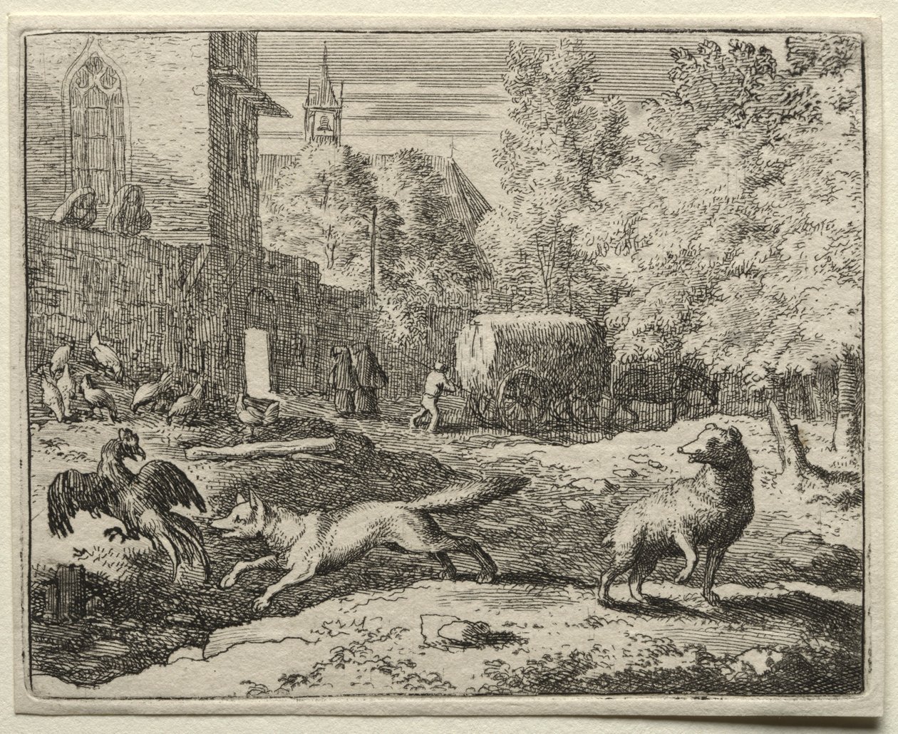 Reynard the Fox: Reynard Chasing Hens. af Allart van Everdingen