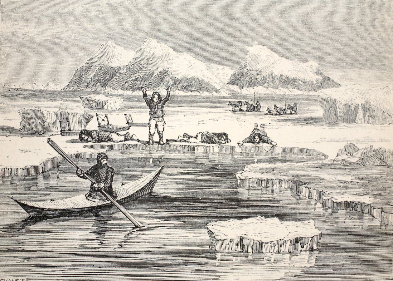 Eskimoer efterligner dyr for at få europæerne til at nærme sig, 1859 af Allen Young