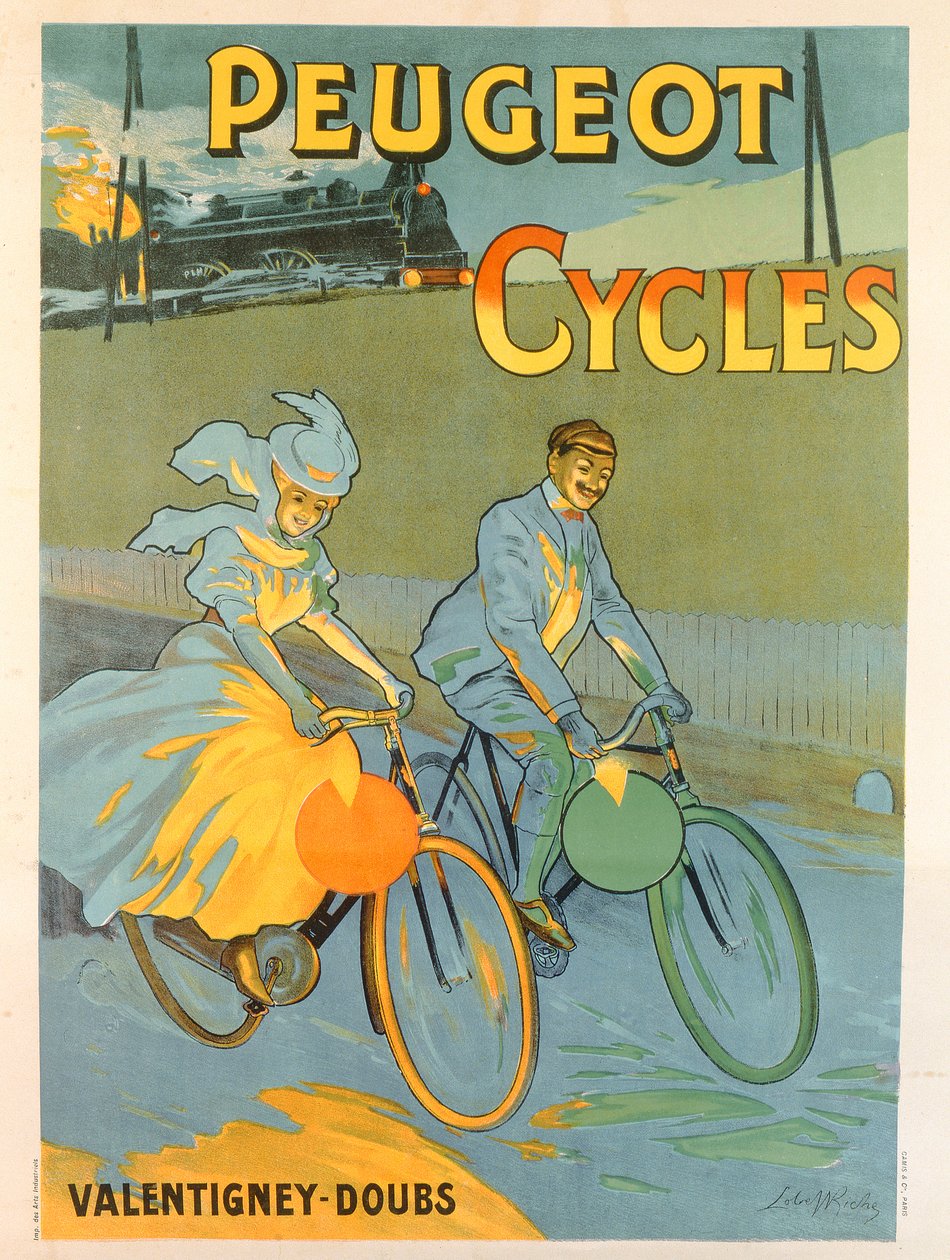 Plakat, der reklamerer for Peugeot-cykler (farve litho) af Almery Lobel Riche