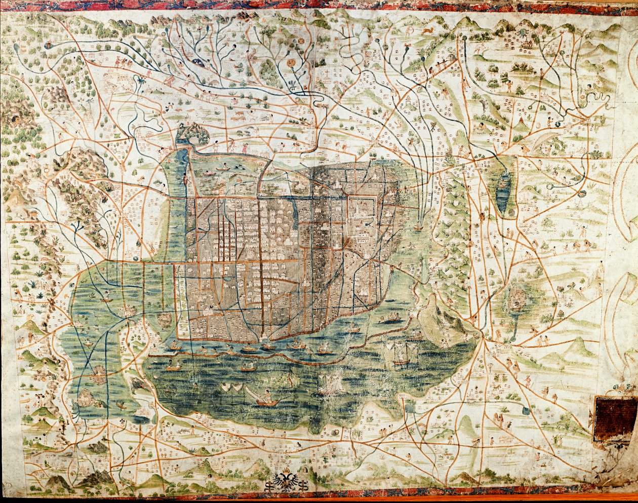 Kort over Mexico (manuscrit af Alonso de Santa Cruz