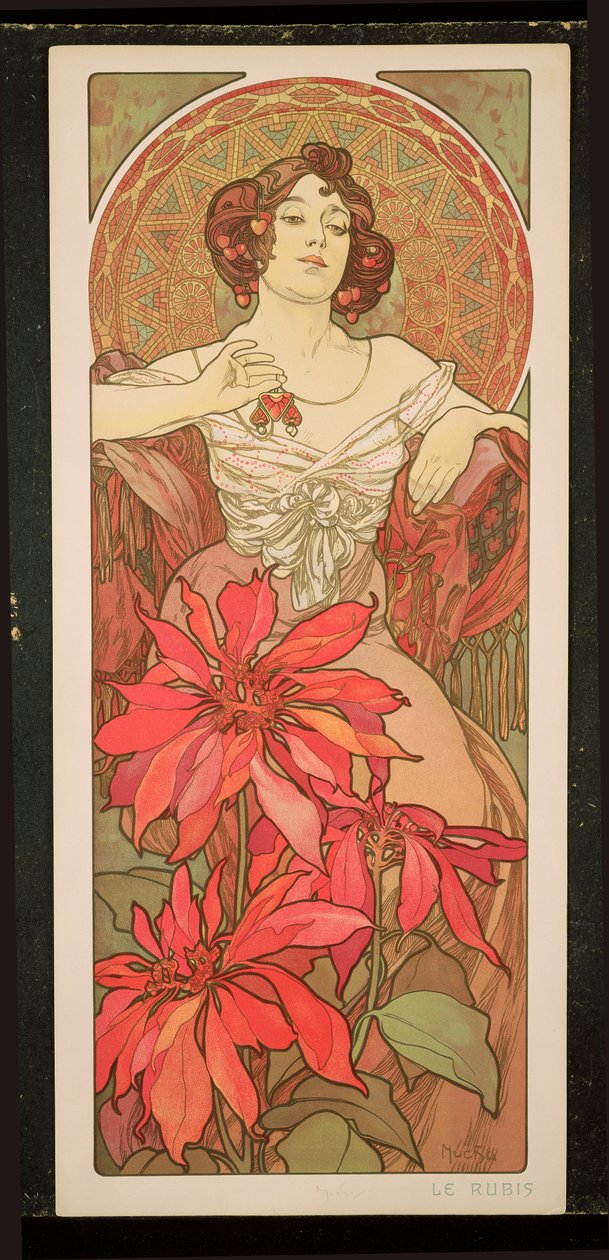 The Precious Stones: Ruby, 1900 af Alphonse Mucha