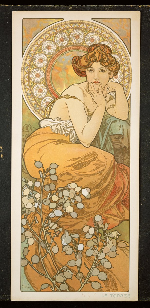 The Precious Stones: Topaz, 1900 af Alphonse Mucha