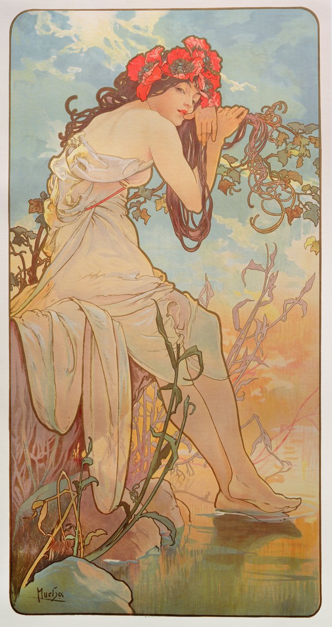 Årstiderne: Sommer, 1896 af Alphonse Mucha