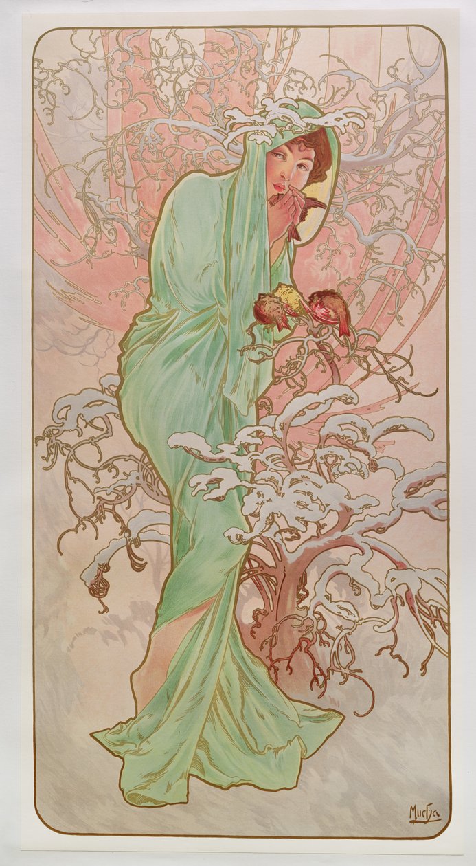Årstiderne: Vinter, 1896 af Alphonse Mucha