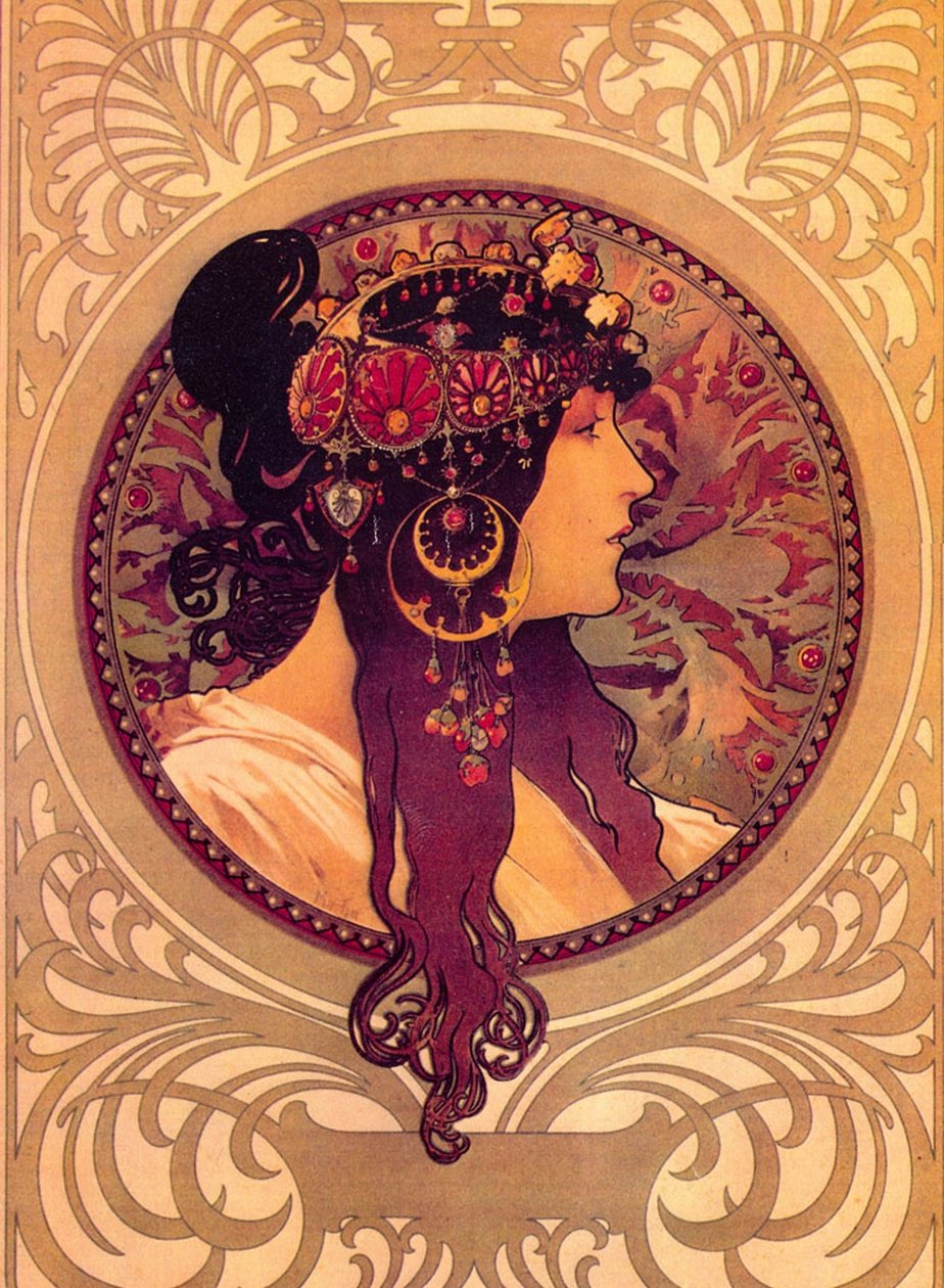 Dame øreringe af Alphonse Mucha