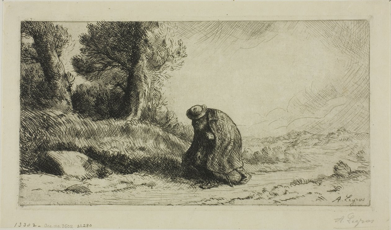 En vagabond, der går langs en bane af Alphonse Legros
