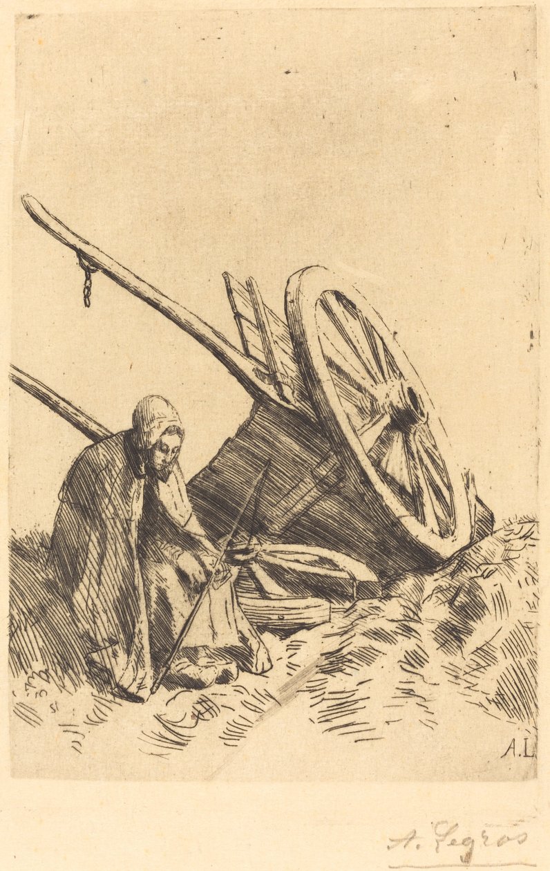 Broken Cart Den ødelagte vogn. af Alphonse Legros