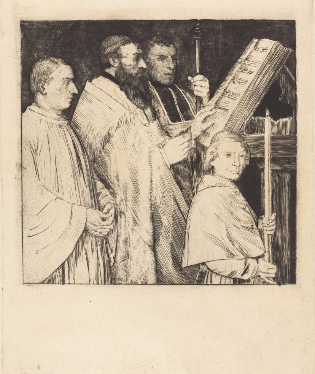 Korister, 1. tallerken (Le lutrin) af Alphonse Legros