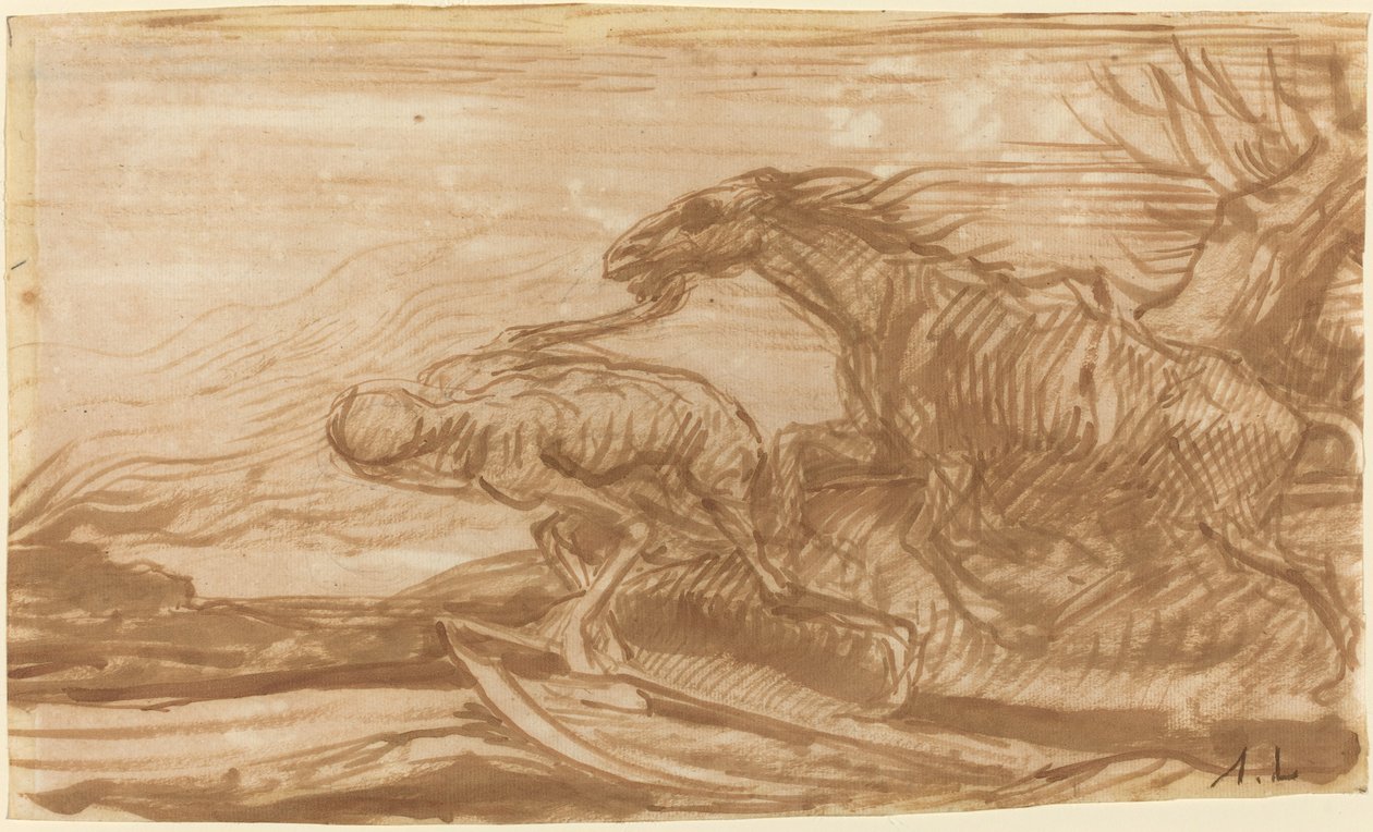 Døden og dens hest. af Alphonse Legros