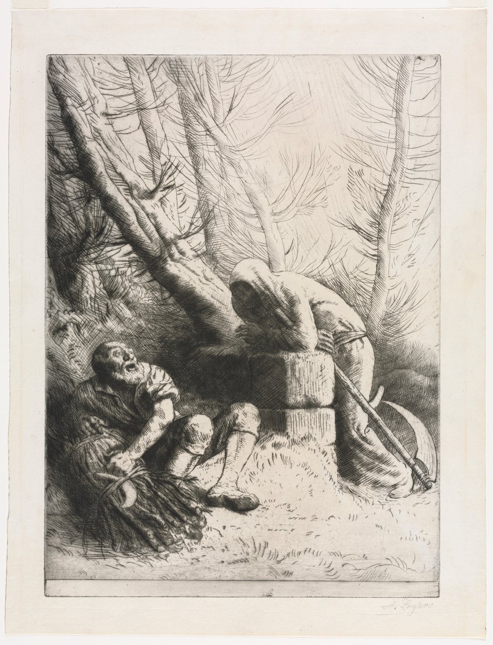 Døden og skovhuggeren, 1881. af Alphonse Legros
