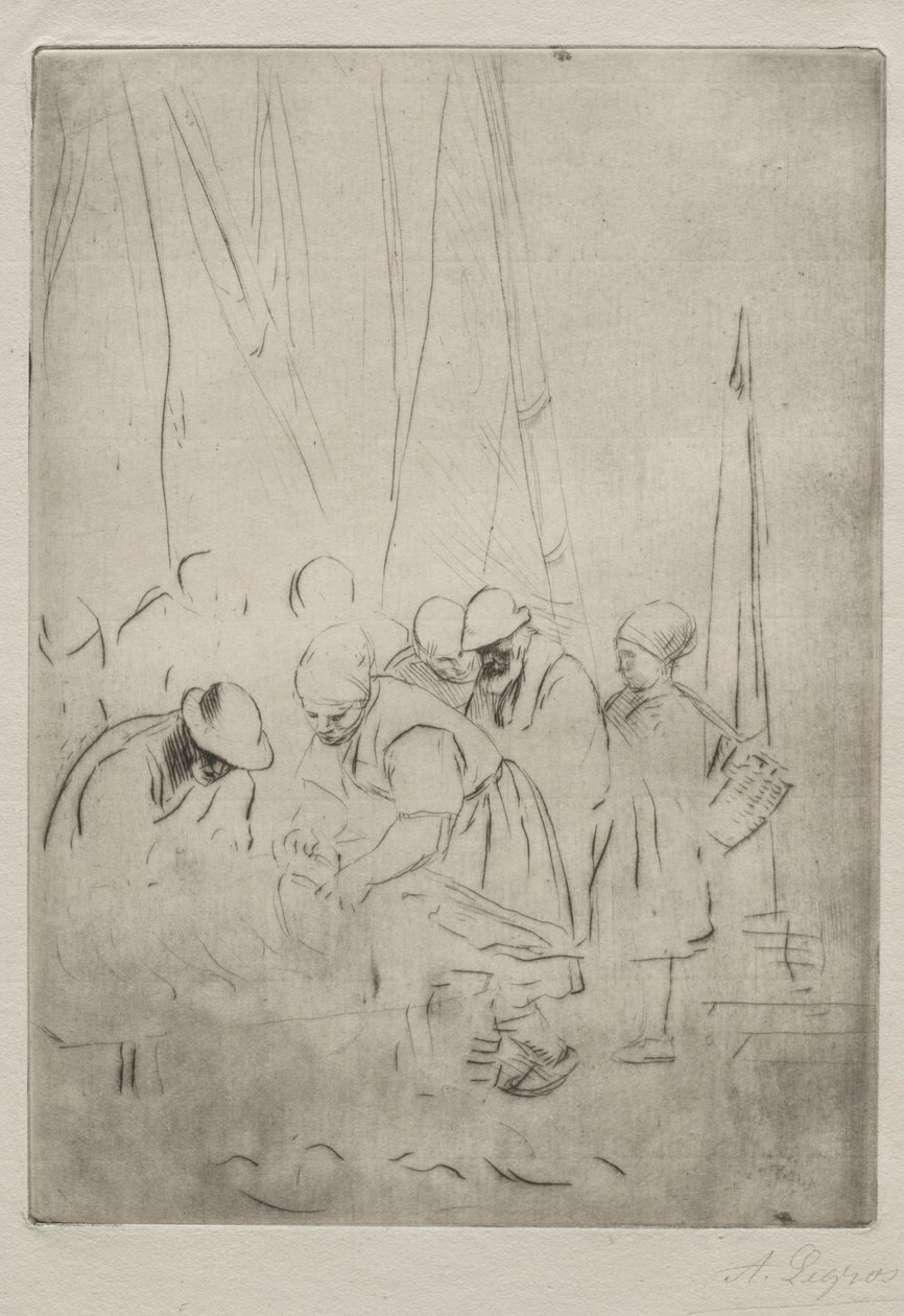 Fiskere på kajen ved Boulogne. af Alphonse Legros