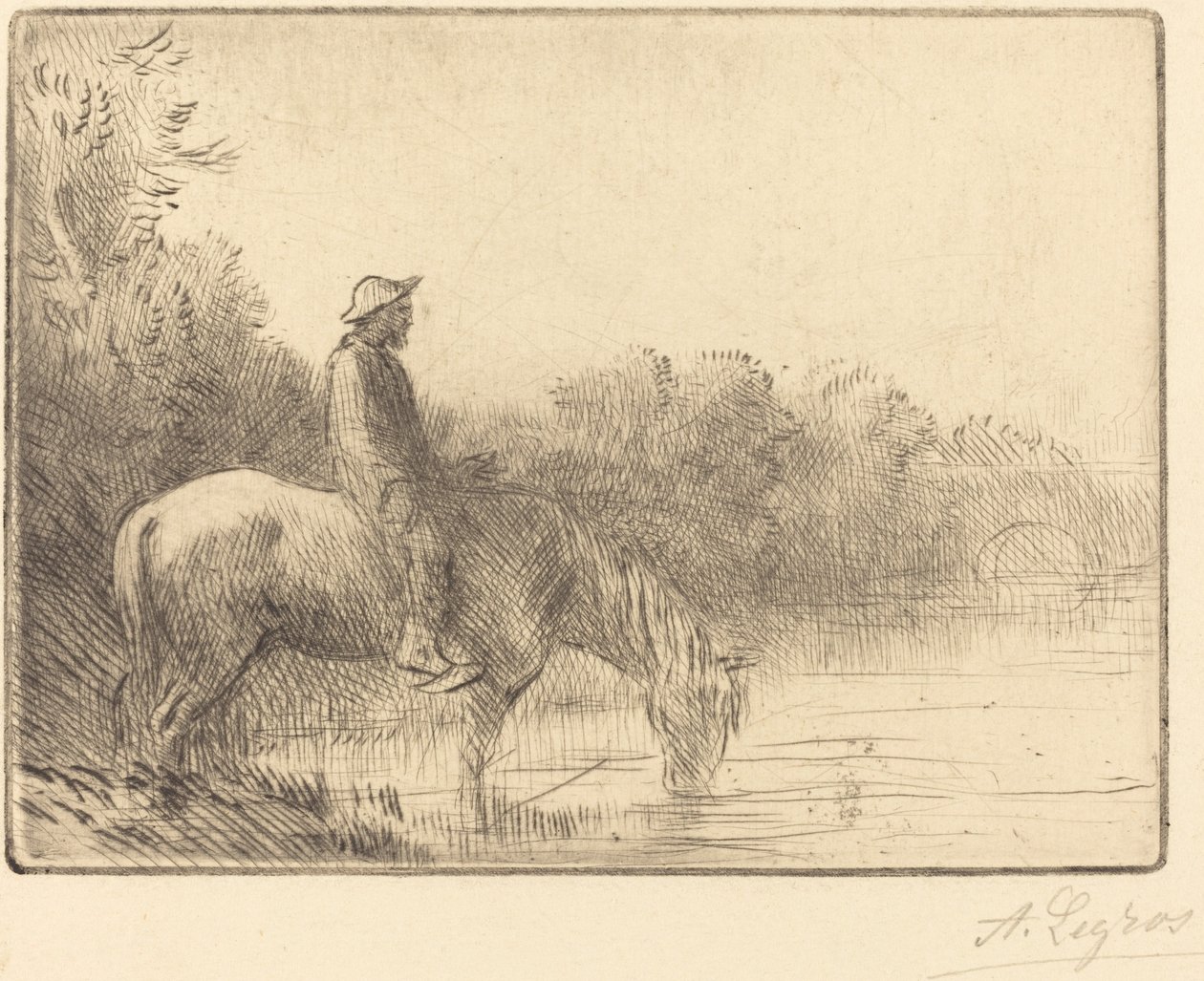 Fording a River Le gue. af Alphonse Legros