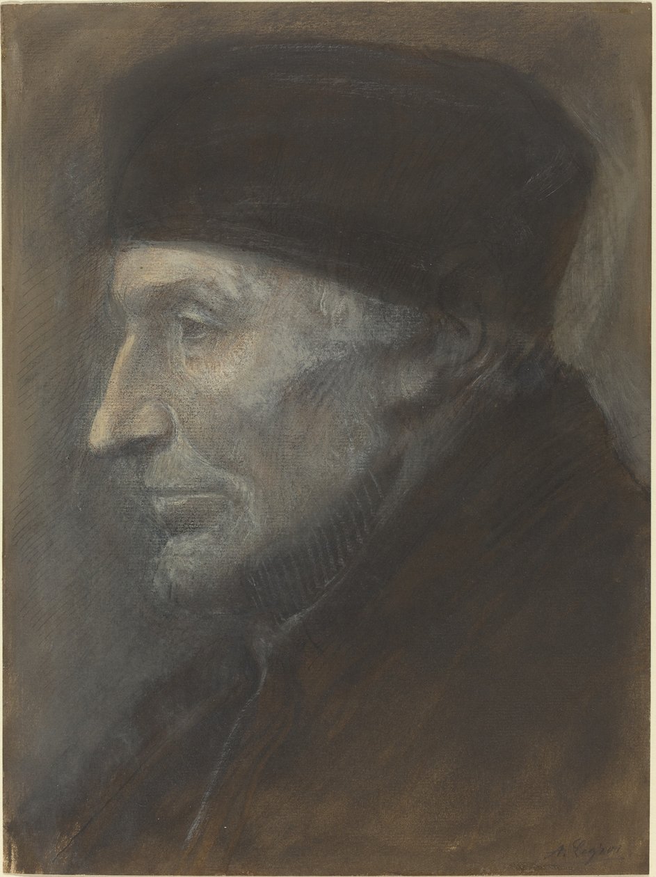 Hoved af en mand med kalot af Alphonse Legros