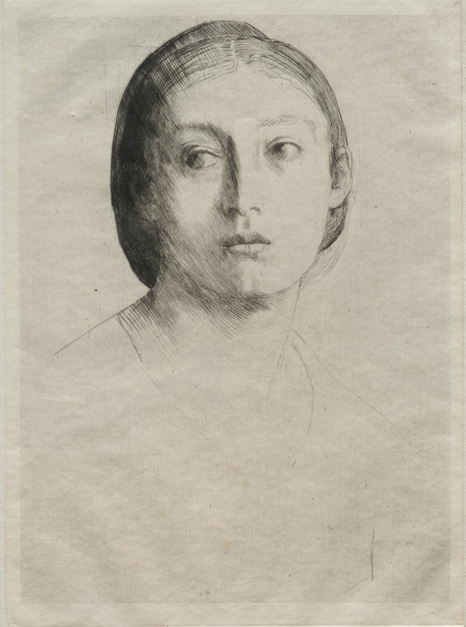 Hoved af en ung pige af Alphonse Legros