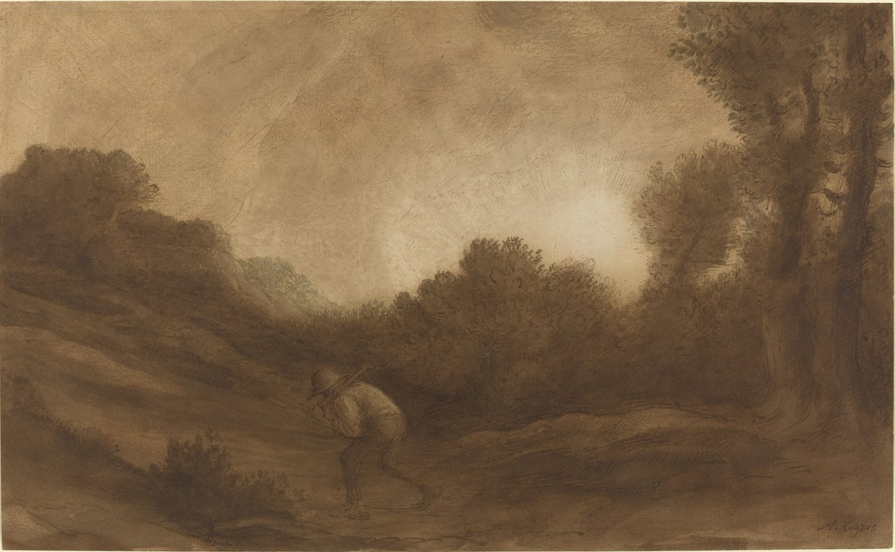 Landskab, Aften. af Alphonse Legros