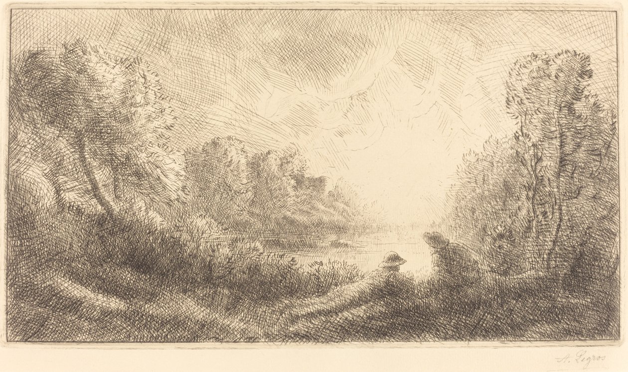 Landskab: Solopgang Landskab: Solopgang. af Alphonse Legros