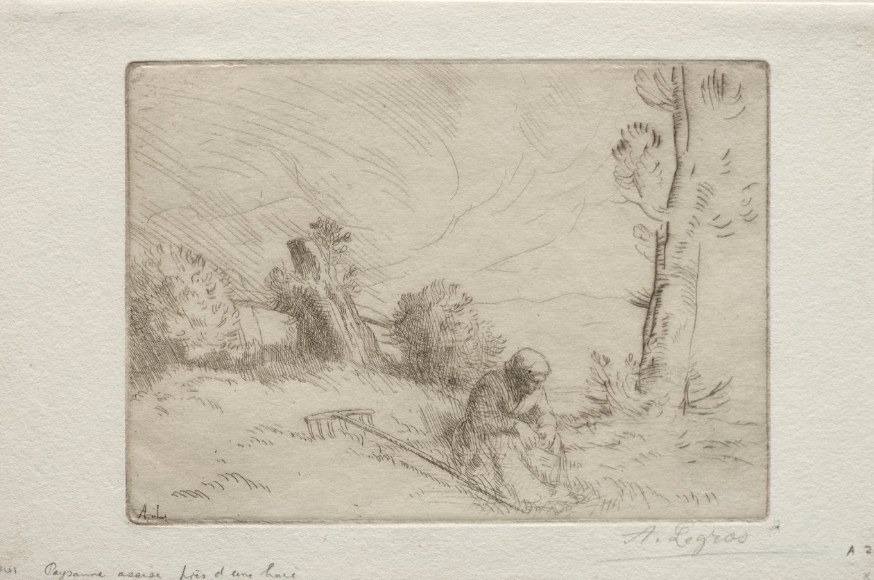 Bonde nær et stengærde af Alphonse Legros