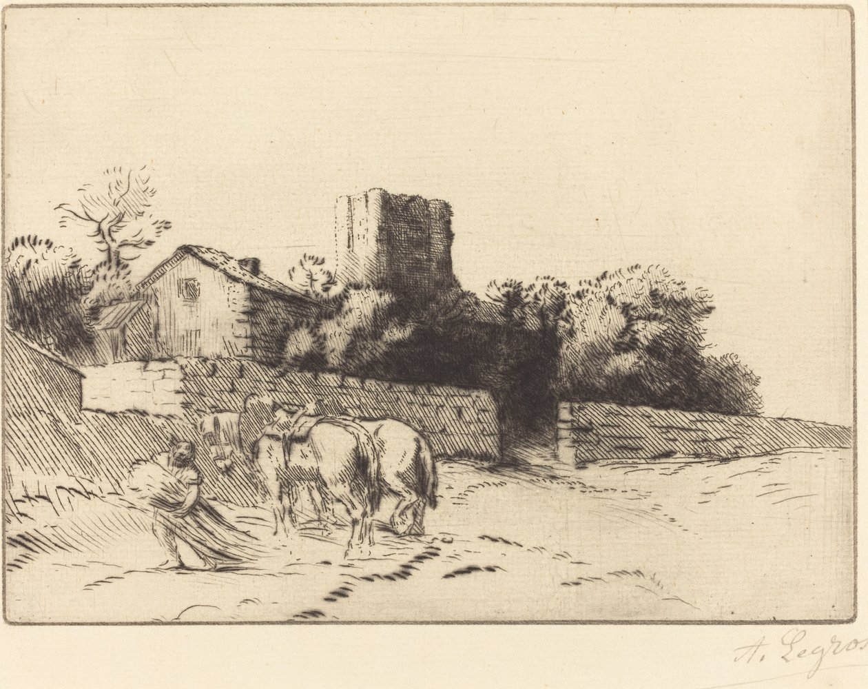 Præstegårdsmur (Le mur du presbytere) af Alphonse Legros