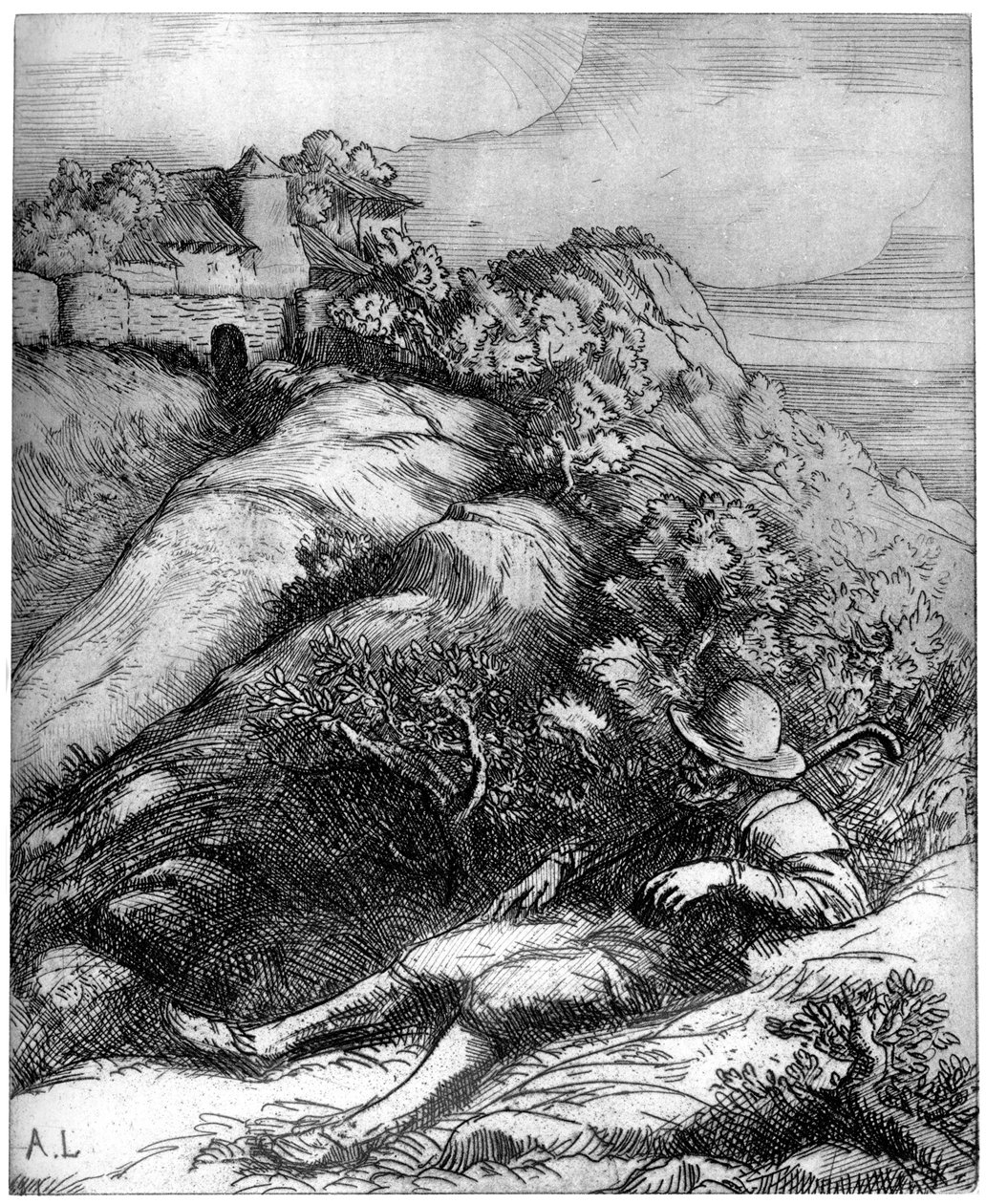 Hyrde hviler, c1860-1910 1924 af Alphonse Legros