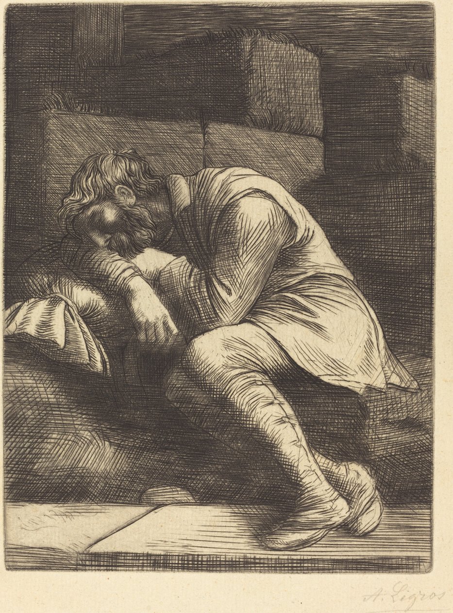 Sovende tigger af Alphonse Legros