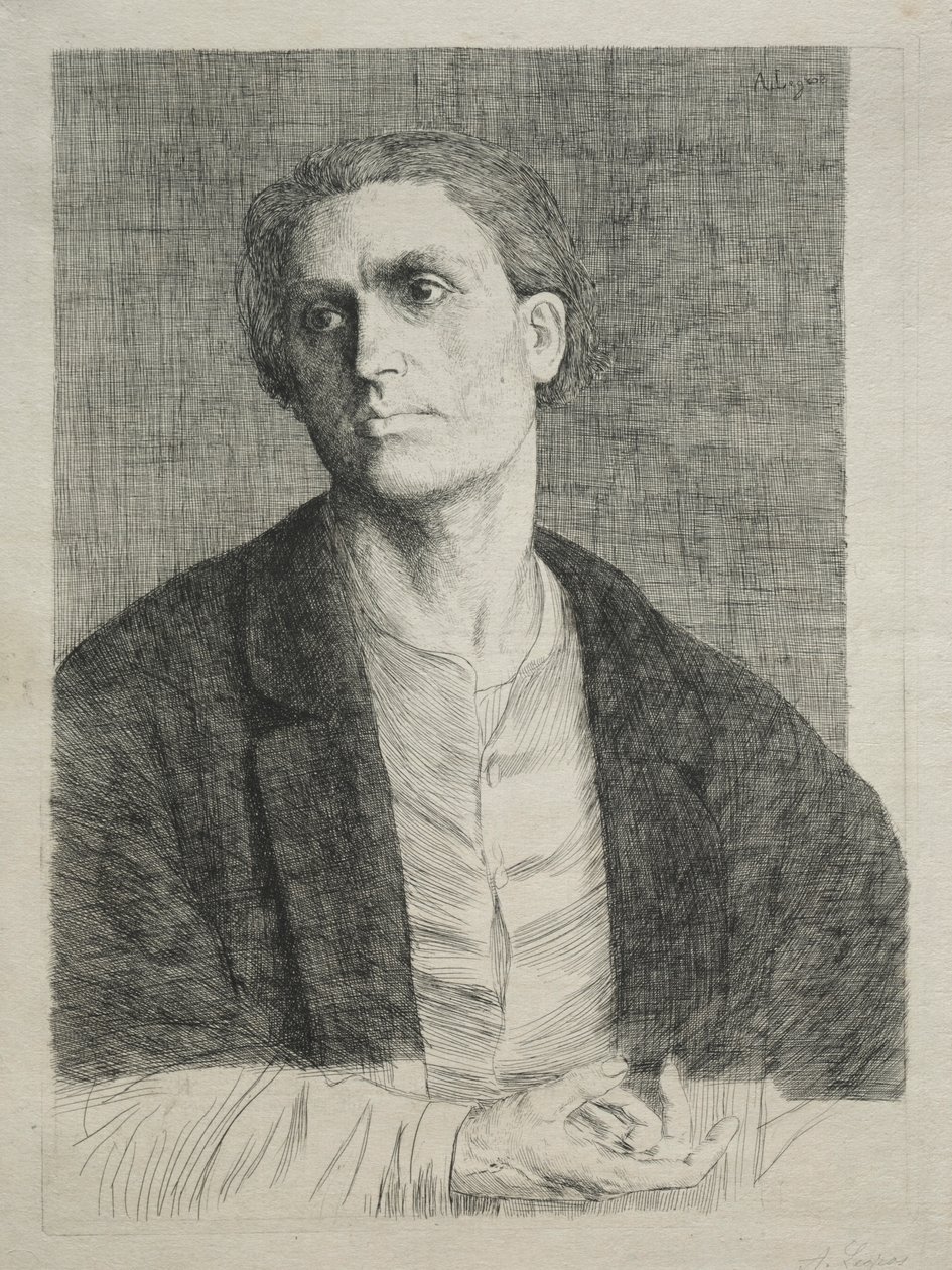 Studie af et mans hoved. af Alphonse Legros