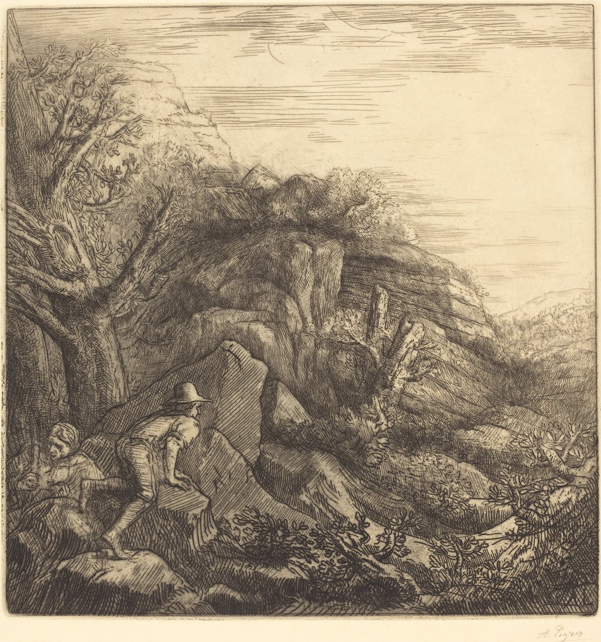 Solopgang (En solopgang) af Alphonse Legros