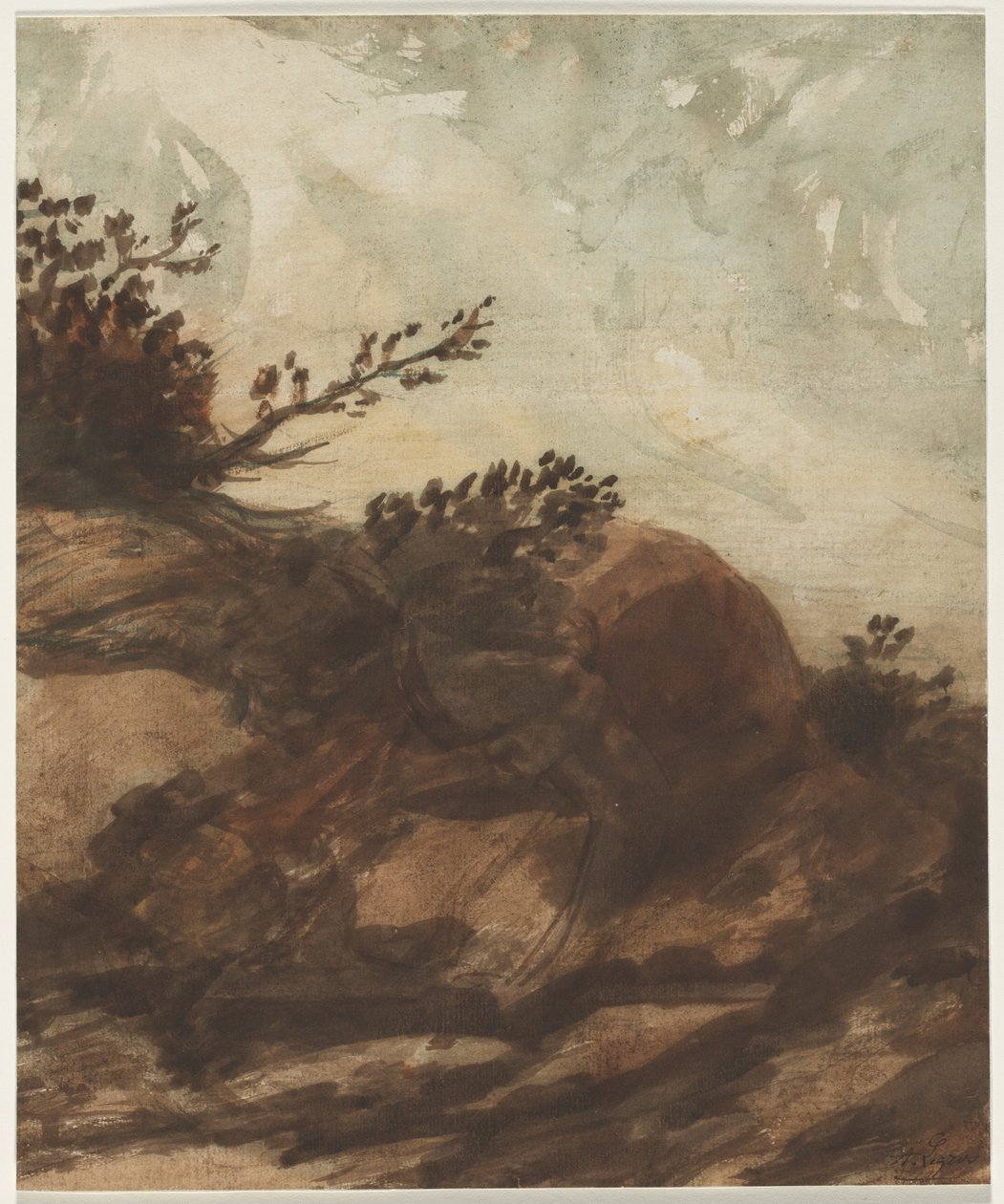Sunset Over the Hill, sidste halvdel af 1800-tallet. af Alphonse Legros