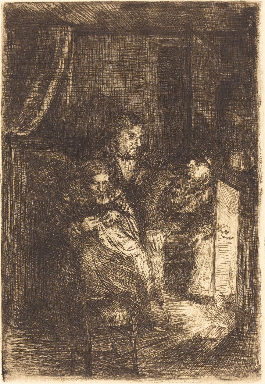 The Hearth (Le foyer) af Alphonse Legros