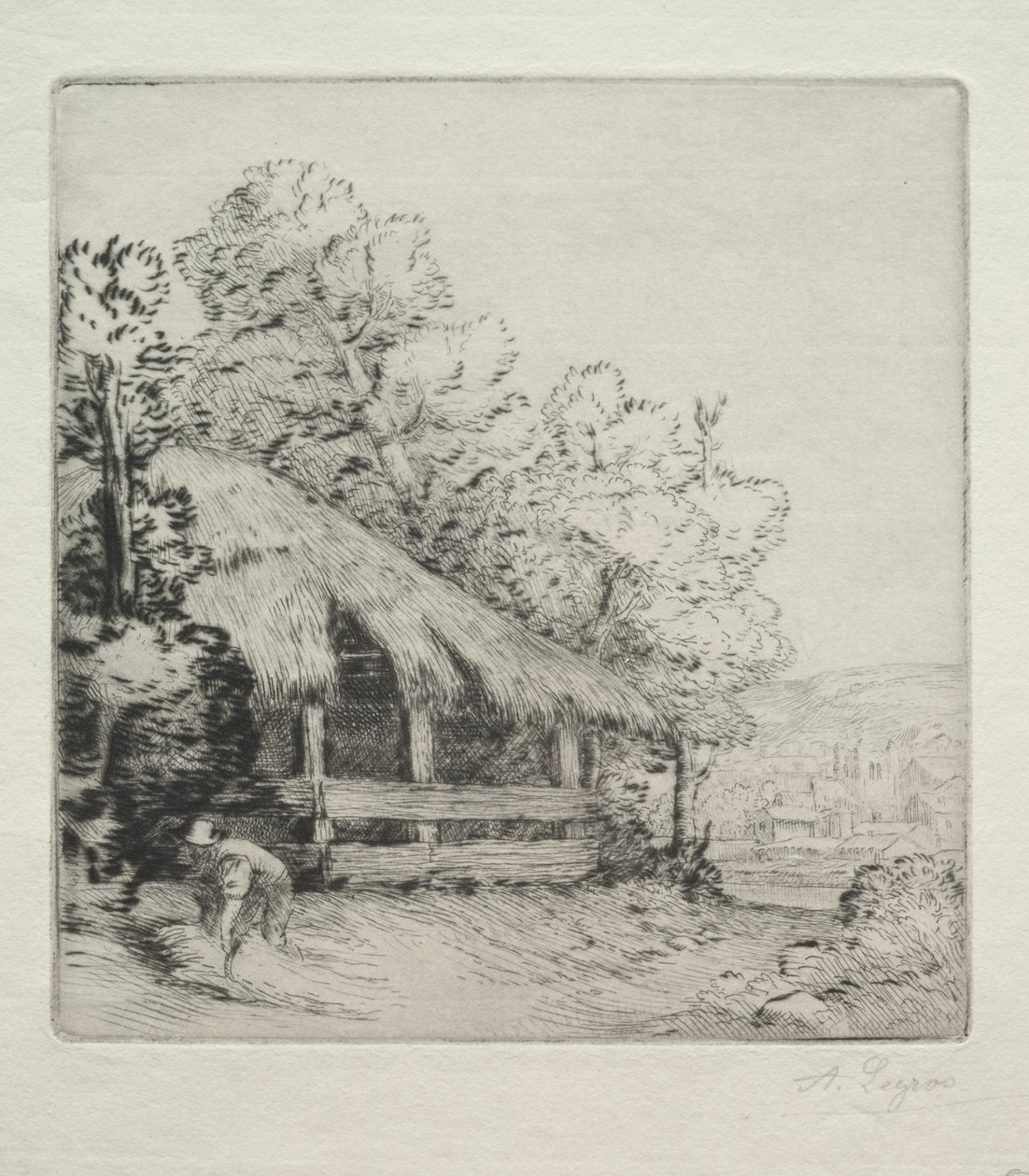 Det lille skur Le Petit Hangar. af Alphonse Legros